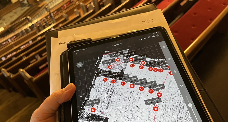 High-profile venue 3D scanning - view scanned data on tablet
